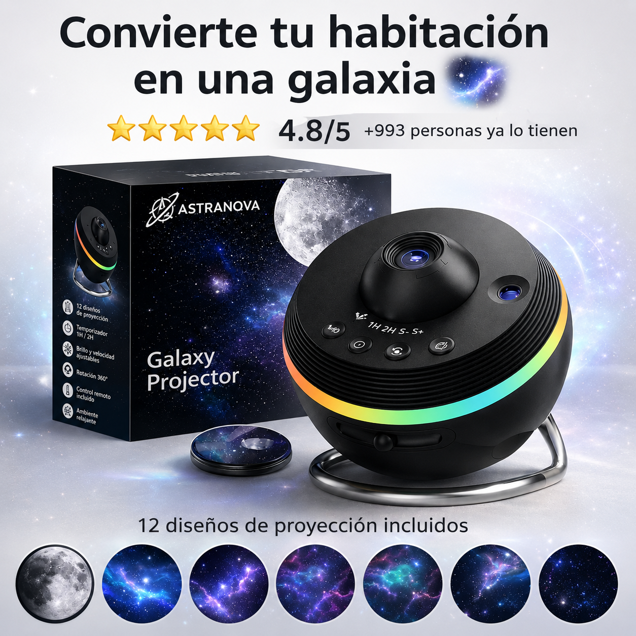 Luz Nocturna Con Proyector De Galaxia